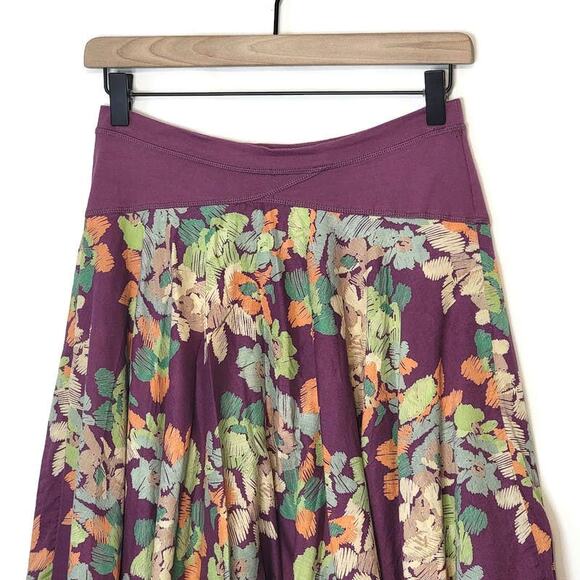 Free People Floral Tiered Mini Skirt Purple Green Blue Flowy Soft Boho Casual XS - Picture 2 of 12